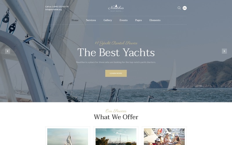 Nautilus - Modelo de site HTML com várias páginas de Yachting