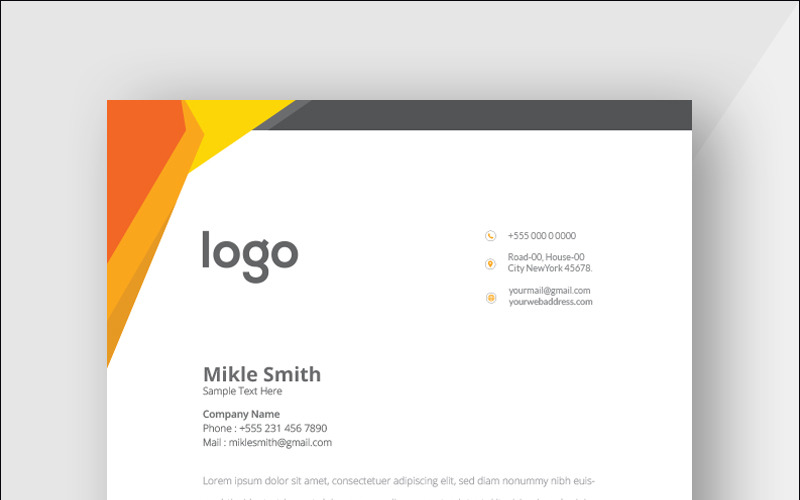 Hlavičkový papír oranžové barvy - šablona Corporate Identity