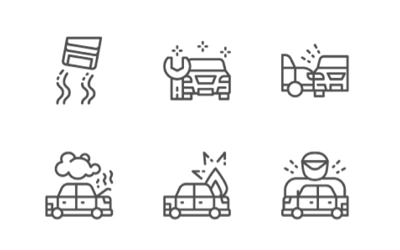 Download Набор иконок "Set Of Car Accidents 64x64 Pixel Line Icons" / Set Of Car Accidents 64x64 Pixel Line Icons - Набор иконок на тему графика accident auto automobile broken car catastrophe collision crash crushed damage damaged danger disaster evacuation icon jam line replacement safety service
