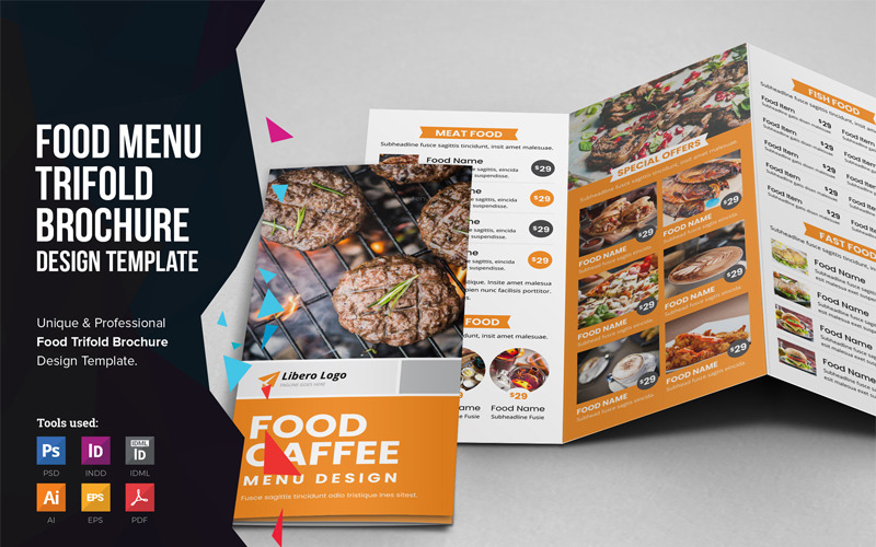 Shithy - Brochure a tre ante per menu di cibo - Modello di identità aziendale