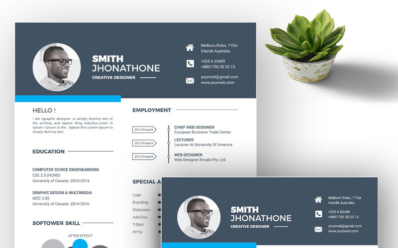 Download Резюме "Smith Resume Template" / Smith Resume Template - Резюме на тему графика 1 page resume 2 clean cv cover letter design template illustrator eps mac pages microsoft word modern photoshop psd professional
