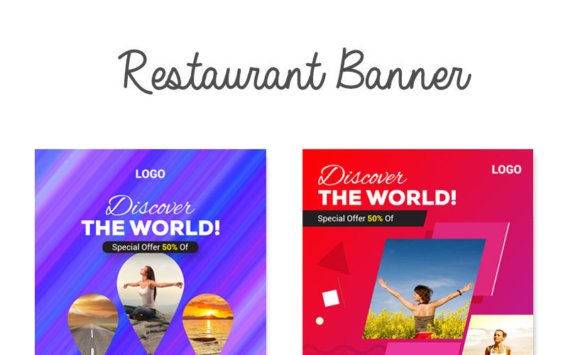 Download Шаблон для соцсетей "Travel Banners Social Media Template" / Travel Banners Social Media Template - Шаблон для соцсетей на тему графика airplane banners template coupon elagance facebook flat flight google holiday instagram light multipurpose offer railway retargeting sales ship social media