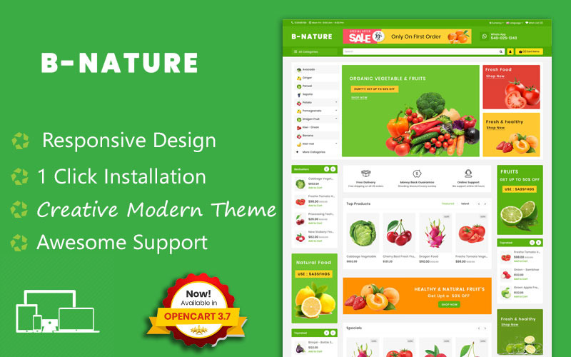 B Nature Organic Fruit & Vegetable OpenCart-sjabloon