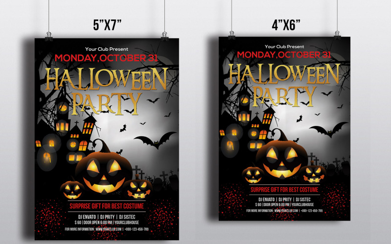 Flyer voor Halloween-feestuitnodiging - sjabloon voor huisstijl
