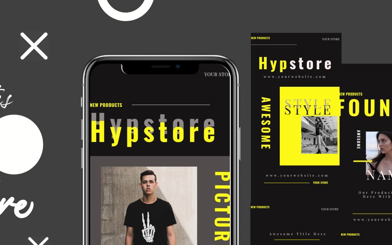 Download Шаблон для соцсетей "Hypstore Instagram Stories Social Media Template" / Hypstore Instagram Stories Social Media Template - Шаблон для соцсетей на тему графика photoshop stories instagram social media modern elegant minimal startup model templates photos galery shop psd facebook clean timeline
