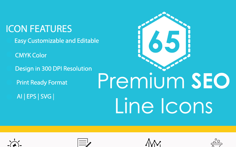 Sada ikon 65 Premium SEO Line