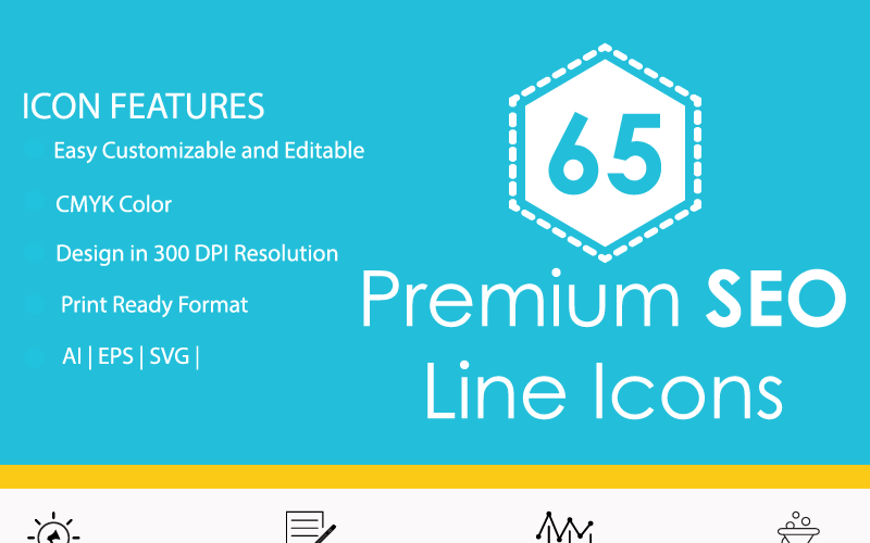 65 Set di icone di linea premium SEO