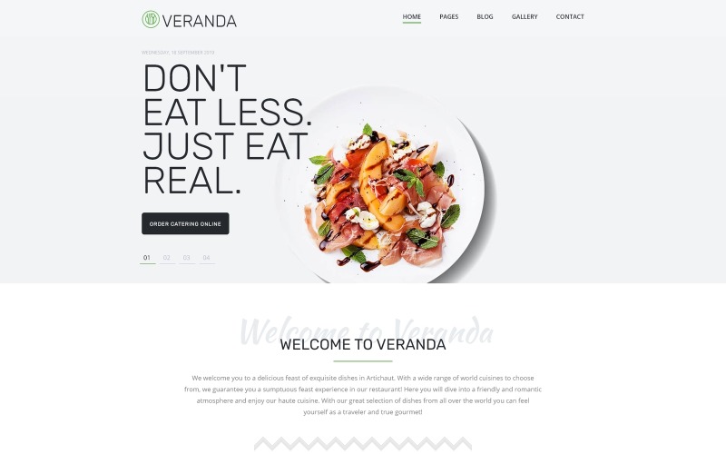 Veranda - Kafé och restaurang Flersidig elegant Joomla-mall
