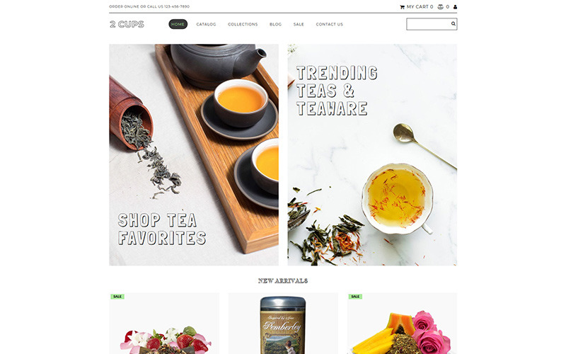 2 filiżanki - szablon e-commerce MotoCMS sklepu z herbatą