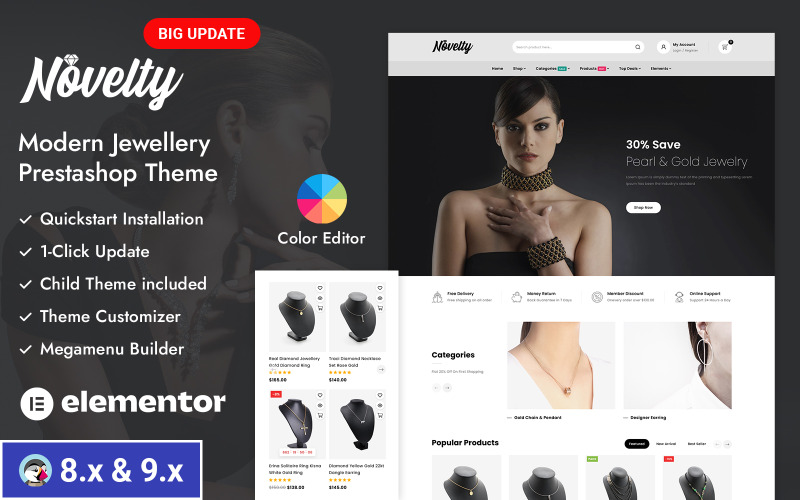 Новинка - Ювелирный магазин Адаптивная тема PrestaShop