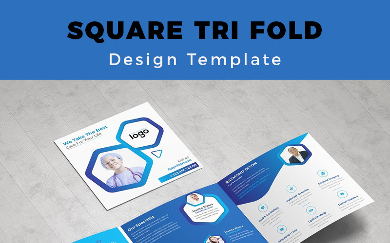 Download Фирменный стиль "Bissett Medical Square Tri fold Brochure - Corporate Identity Template" / Bissett Medical Square Tri fold Brochure - Corporate Identity Template - Фирменный стиль на тему графика publication layout magazine trifold square template advertisement catalog annual design vector business abstract print corporate leaflet company profile unique medical