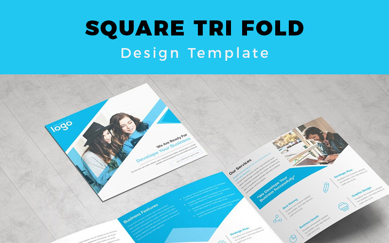 Брошура Ginter Square Tri Fold - шаблон фірмового стилю