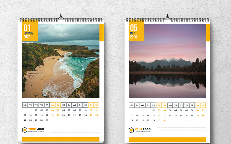 Calendrier mural 2020 avec planificateur photo carré