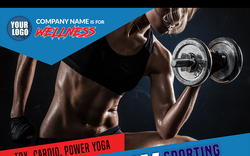 Download Фирменный стиль "Gym Fitness Flyer - Corporate Identity Template" / Gym Fitness Flyer - Corporate Identity Template - Фирменный стиль на тему графика gym fitness wellness health weight loss strength endurance training trx cardio power yoga promo membership sport club flyer template