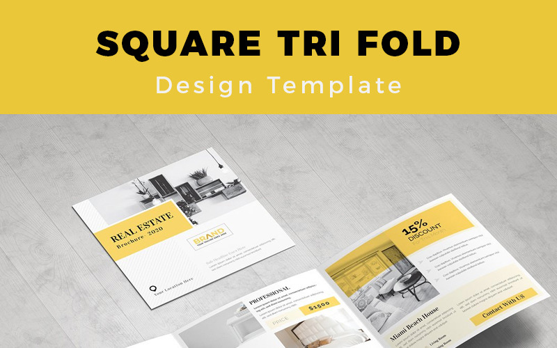Download Фирменный стиль "Ruske Real Estate Square Trifold Brochure - Corporate Identity Template" / Ruske Real Estate Square Trifold Brochure - Corporate Identity Template - Фирменный стиль на тему графика publication layout magazine trifold square template advertisement catalog annual design vector business abstract print corporate leaflet company profile unique real-estate