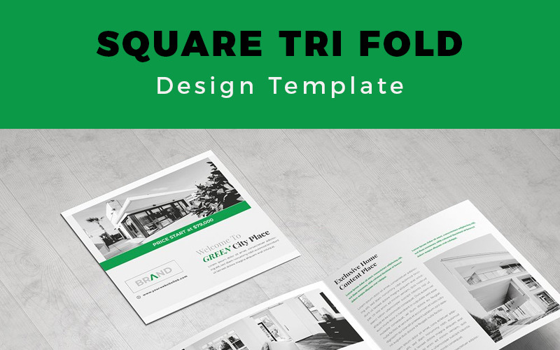Trojnásobná brožura společnosti Utanede Real Estate Square - šablona Corporate Identity