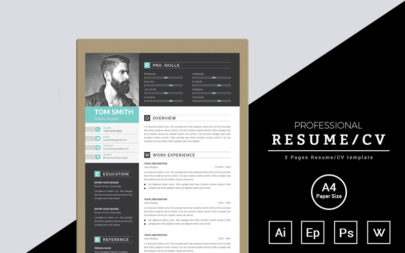 Download Резюме "Tom Smith Resume Template" / Tom Smith Resume Template - Резюме на тему графика resume cv clean creative word infographic modern professional student mac pages manager template bankers doctors job seekers