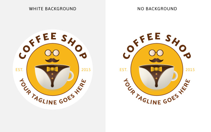 Download Шаблон логотипа "Coffee Shop Logo Template" / Coffee Shop Logo Template - Шаблон логотипа на тему графика cafe coffee shop bar bistro takeaway yellow black white hipster