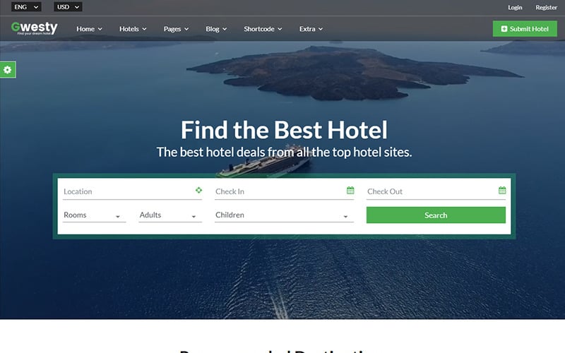 Gwesty - Modèle de site Web de réservation d'hôtel