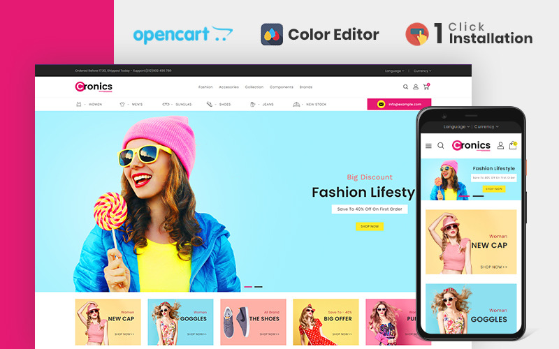 Šablona OpenCart módního obchodu Cronics