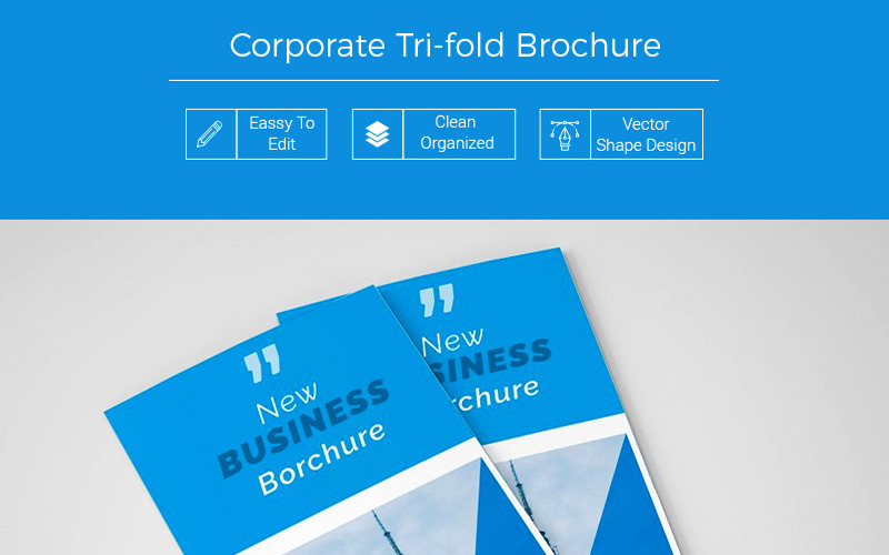 Trupi Business Blue Trifold brosúra - Vállalati-azonosság sablon