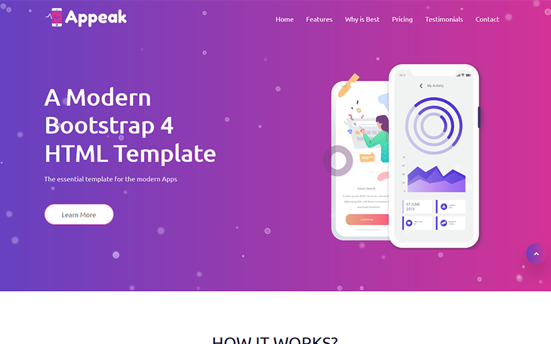 Appeak - Modello di pagina di destinazione HTML5 dell'app
