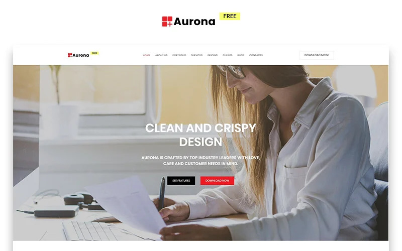 Aurona – безкоштовний шаблон цільової сторінки Business Clean HTML