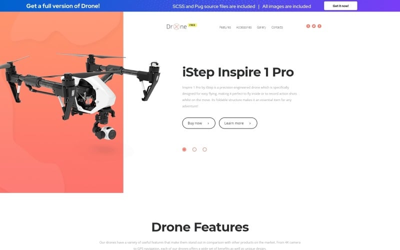 Drone - Gratis ren HTML-målsidesmall
