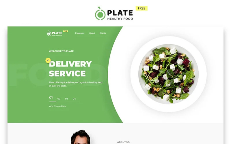 Plato - Plantilla de página de destino HTML moderna de comida y bebida gratis