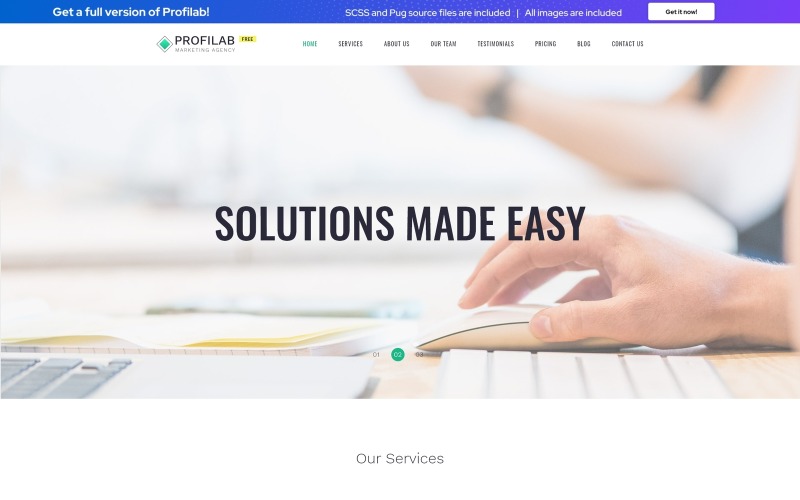 Profilab – Marketing Ügynökség Ingyenes HTML céloldal sablon