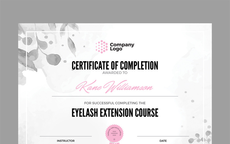 Download Шаблон сертификата "Company Certificate Template" / Company Certificate Template - Шаблон сертификата на тему графика editable completion appreciation of authenticity certificate frame recognition achievement custom diploma customized printed file template graduation