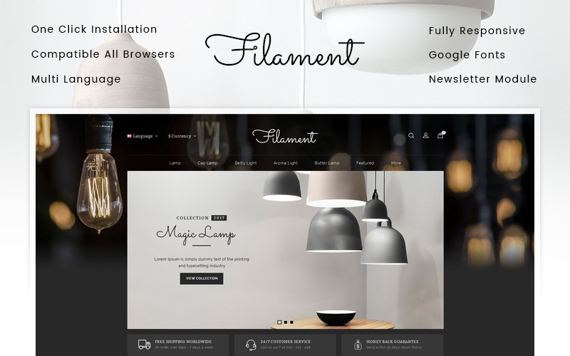 лампа накаливания магазин opencart шаблон