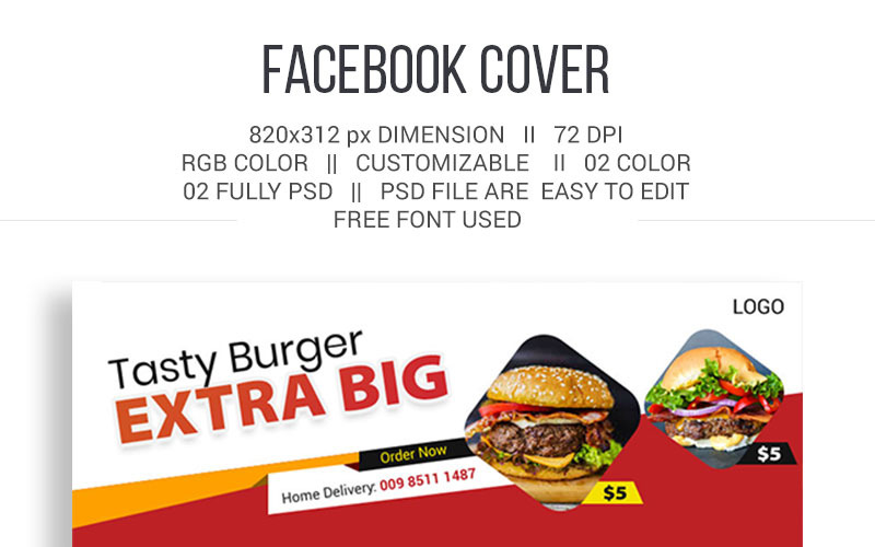 Download Шаблон для соцсетей "Food Facebook Cover Social Media Template" / Food Facebook Cover Social Media Template - Шаблон для соцсетей на тему графика 