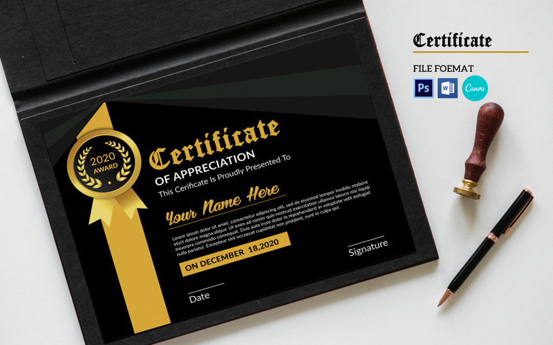 Šablona návrhu certifikátu Sistec Appreciation Certificate