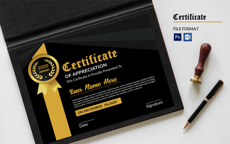 Download Шаблон сертификата "Sistec Appreciation Certificate Template" / Sistec Appreciation Certificate Template - Шаблон сертификата на тему графика certificate template appreciation print award multipurpose black achievement letter printable editable clean minimal