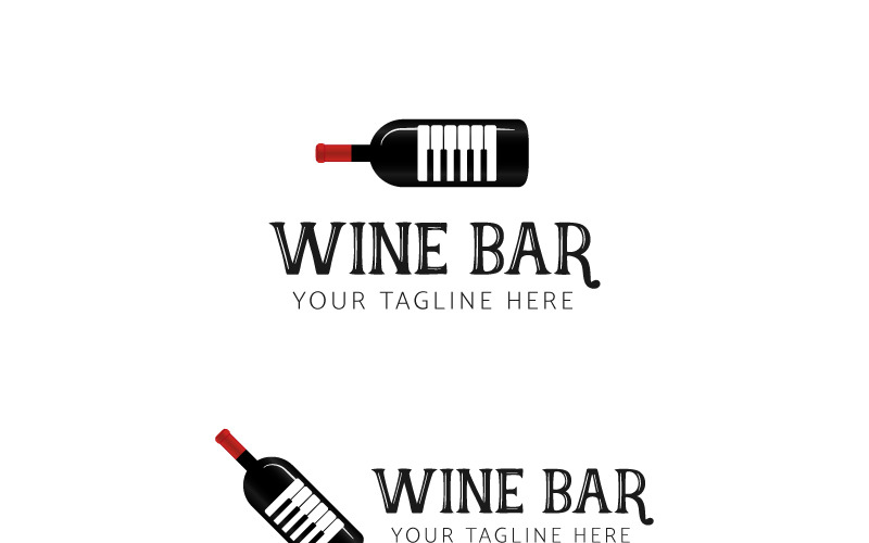 Download Шаблон логотипа "Wine Bar Logo Template" / Wine Bar Logo Template - Шаблон логотипа на тему графика wine bar piano music bottle logo