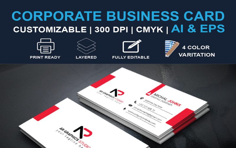 Download Фирменный стиль "Business Card - Corporate Identity Template" / Business Card - Corporate Identity Template - Фирменный стиль на тему графика business card templte clean coporate printtemplage businesscarddesign minimal minimalbusinesscard visitingcard blue green orange