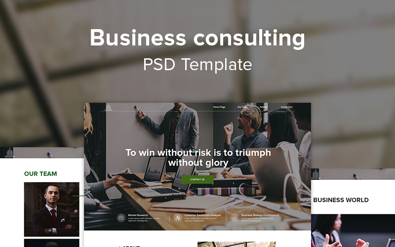 Download PSD шаблон "Business consulting PSD Template" / Business consulting PSD Template - Адаптивный PSD шаблон на тему графика business consulting strategy customers marketing organization strategic entrepreneurs lawyer partnership