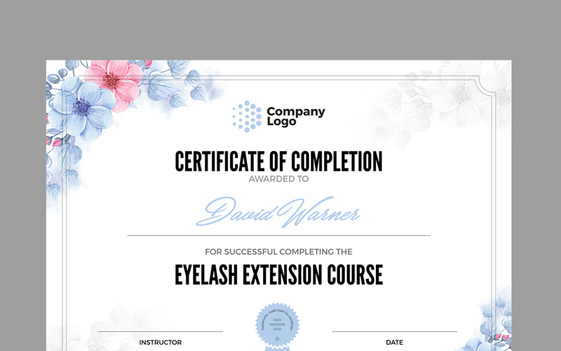 Download Шаблон сертификата "Company Certificate Template" / Company Certificate Template - Шаблон сертификата на тему графика editable completion appreciation of authenticity certificate frame recognition achievement custom diploma customized printed file template graduation
