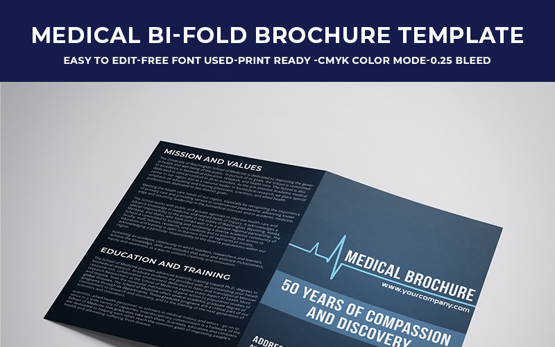Медична брошура «Бі-фолд» - шаблон фірмового стилю