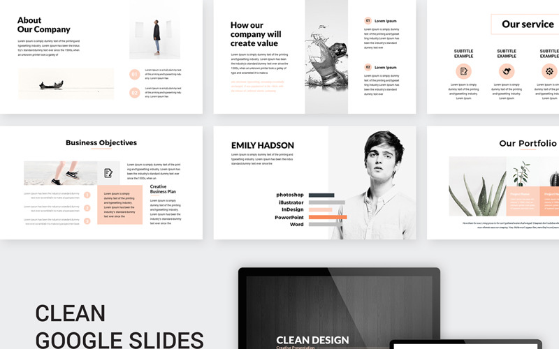 Sauberes Design Minimale Google Slides