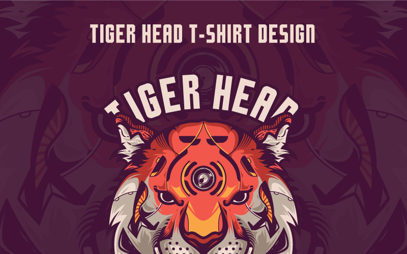 Download T-shirt Design "Tiger Head Illustration - T-shirt Design" / Tiger Head Illustration - T-shirt Design - T-shirt Design на тему графика animal tiger head predator big cat vector illustration print t-shirt e-sport sticker squad unique design style