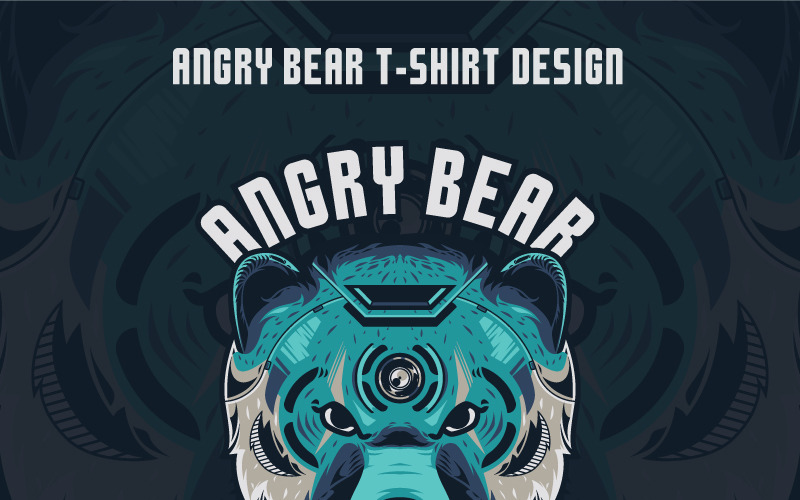 Download T-shirt Design "Angry Bear Design - T-shirt Design" / Angry Bear Design - T-shirt Design - T-shirt Design на тему графика design t-shirt e-sport animal apparel unique vector illustration character print sticker poster tee style isolated merch product editable custom bear