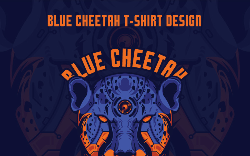 Download T-shirt Design "Blue Cheetah Design - T-shirt Design" / Blue Cheetah Design - T-shirt Design - T-shirt Design на тему графика design t-shirt e-sport animal apparel unique vector illustration character print sticker poster tee style isolated merch product editable custom cheetah