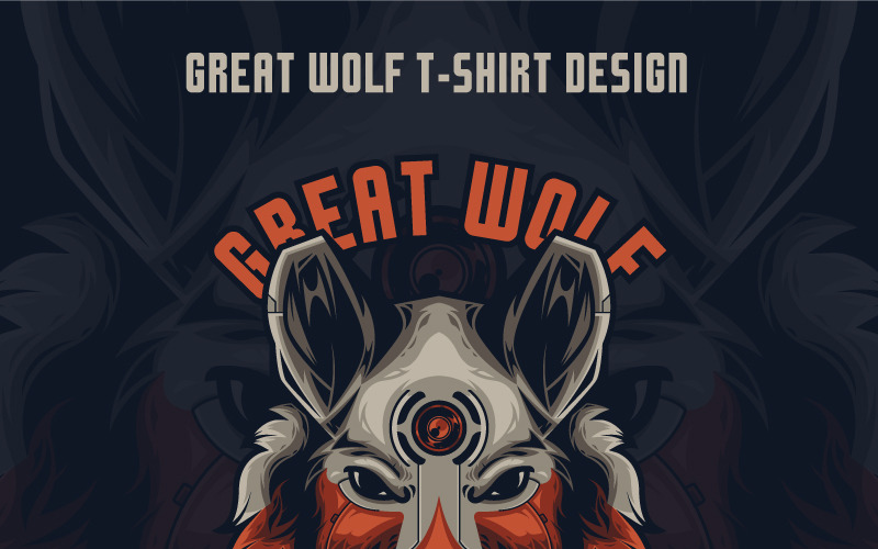 Download T-shirt Design "Great Wolf Design - T-shirt Design" / Great Wolf Design - T-shirt Design - T-shirt Design на тему графика design t-shirt e-sport animal apparel unique vector illustration character print sticker poster tee style isolated merch product editable custom wolf