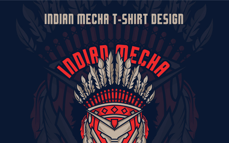 Download T-shirt Design "Indian Mecha Design - T-shirt Design" / Indian Mecha Design - T-shirt Design - T-shirt Design на тему графика design t-shirt e-sport animal apparel unique vector illustration character print sticker style isolated merch product editable custom mecha machine robot