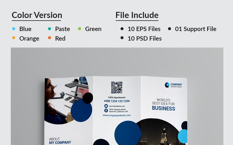 Download Фирменный стиль "JK Business Tri-Fold Brochure - Corporate Identity Template" / JK Business Tri-Fold Brochure - Corporate Identity Template - Фирменный стиль на тему графика art blue brochure colorful computer corporate creative graphics green hi-quality id kit internet lif let logo magazine modern official professional