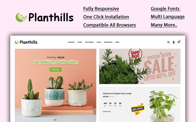 Planthills-Plant Store OpenCart模板