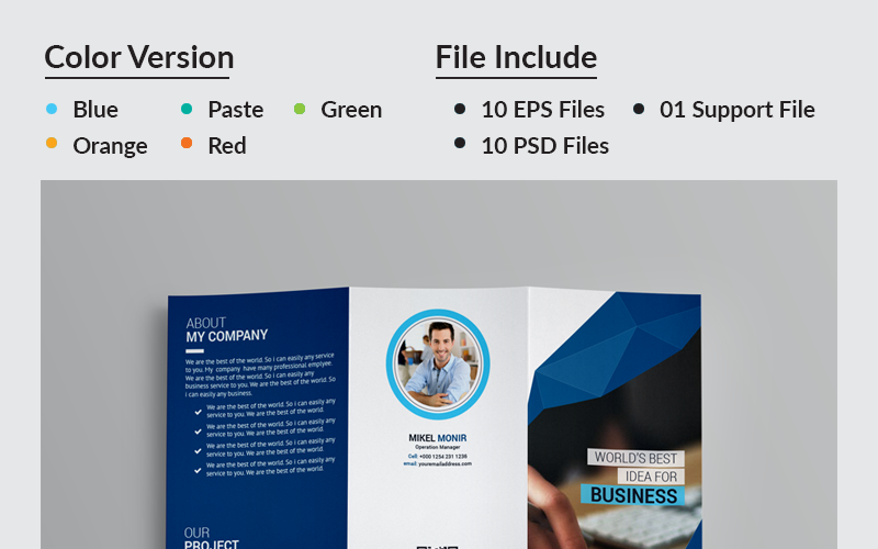 Download Фирменный стиль "Yasmin Business Tri-Fold Brochure - Corporate Identity Template" / Yasmin Business Tri-Fold Brochure - Corporate Identity Template - Фирменный стиль на тему графика art blue brochure colorful computer corporate creative graphics green hi-quality id kit internet lif let logo magazine modern official professional