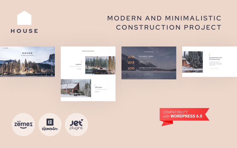Будинок - WordPress тема веб-сайту сучасного та мінімалістичного будівельного проекту